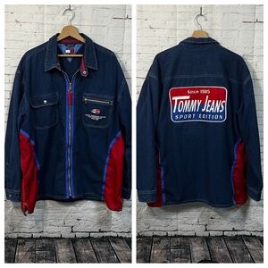 Rare Tommy Hilfiger Sport Edition XL Jean Jacket Full Zip Vintage Embroidered